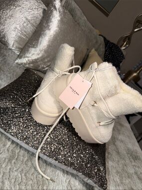 Cream Shearling Ankle Booties